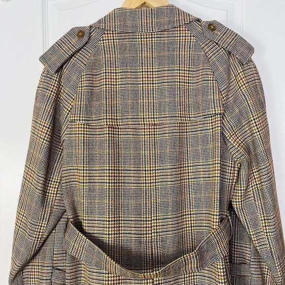 Burberrys Vintage Houndstooth Belted Topcoat Overcoat Jacket Large Double Breast - Picture 5 of 15